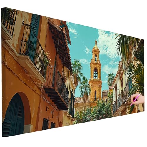 Diamond Painting Erwachsene Retro Diamond Painting XXL 250x100cm 5D Architektur Diamant Kunst Groß Set Basteln Erwachsene Diamant Malerei Stickerei Kreuzstich Set für Deko Geschenke für Frauen B-76 von Ciooyxee