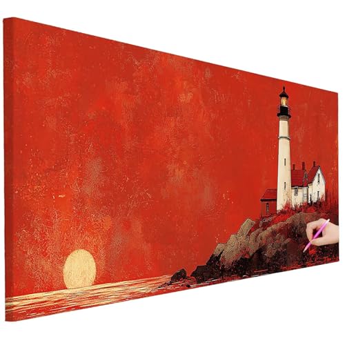 Diamond Painting Erwachsene Retro Diamond Painting XXL 250x100cm 5D DIY Leuchtturm Diamant Kunst Groß Set Basteln Erwachsene Diamant Malerei Stickerei Kreuzstich Set für Deko Geschenke für Frauen C-85 von Ciooyxee