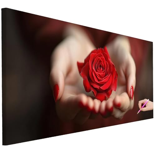 Diamond Painting Erwachsene Rosen Diamond Painting XXL 250x100cm 5D DIY Blume Diamant Kunst Groß Set Basteln Erwachsene Diamant Malerei Stickerei Kreuzstich Set für Deko Wohnzimmer Geschenke A-91 von Ciooyxee