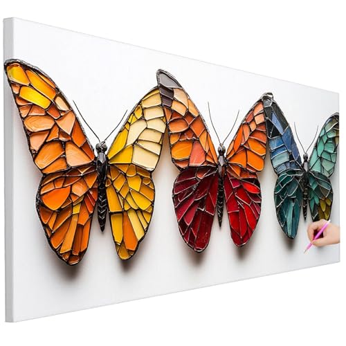 Diamond Painting Erwachsene Schmetterling Diamond Painting XXL 150x60cm 5D DIY Abstrakt Diamant Kunst Groß Set Basteln Erwachsene Diamant Malerei Stickerei Kreuzstich Set für Deko Wohnzimmer B-48 von Ciooyxee