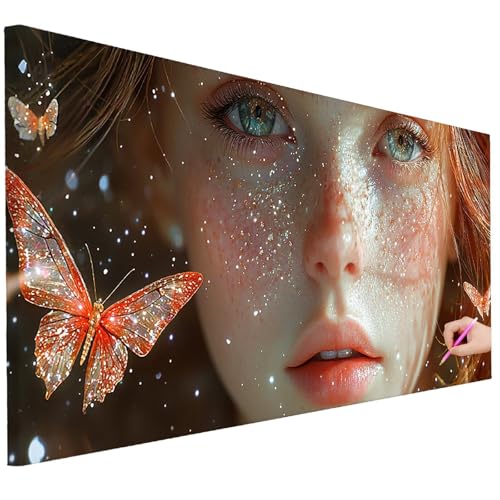 Diamond Painting Erwachsene Schmetterling Diamond Painting XXL 150x60cm 5D Frau Diamant Kunst Groß Set Basteln Erwachsene Diamant Malerei Stickerei Kreuzstich Set für Deko Geschenke für Frauen K-95 von Ciooyxee