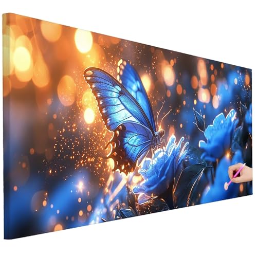 Diamond Painting Erwachsene Schmetterling Diamond Painting XXL 150x60cm 5D Rosen Diamant Kunst Groß Set Basteln Erwachsene Diamant Malerei Stickerei Kreuzstich Set für Deko Geschenke für Frauen L-08 von Ciooyxee
