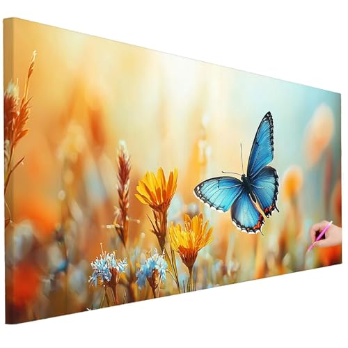 Diamond Painting Erwachsene Schmetterling Diamond Painting XXL 250x100cm 5D Blume Diamant Kunst Groß Set Basteln Erwachsene Diamant Malerei Stickerei Kreuzstich Set für Deko Geschenke für Frauen C-43 von Ciooyxee