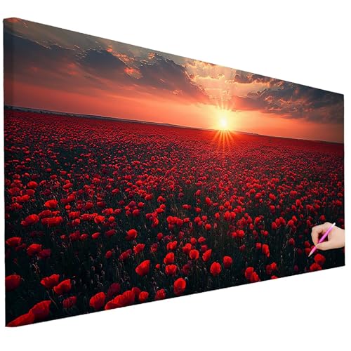 Diamond Painting Erwachsene Sonnenuntergang Diamond Painting XXL 150x60cm 5D Blume Diamant Kunst Groß Set Basteln Erwachsene Diamant Malerei Stickerei Kreuzstich Set für Deko Geschenke für Frauen D-20 von Ciooyxee