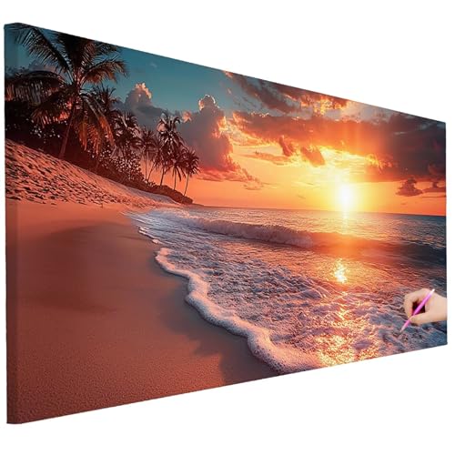 Diamond Painting Erwachsene Sonnenuntergang Diamond Painting XXL 250x100cm 5D Meer Diamant Kunst Groß Set Basteln Erwachsene Diamant Malerei Stickerei Kreuzstich Set für Deko Geschenke für Frauen B-94 von Ciooyxee