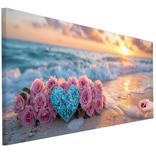 Diamond Painting Erwachsene Strand Diamond Painting XXL 130x50cm 5D DIY Rosen Diamant Kunst Groß Set Basteln Erwachsene Diamant Malerei Stickerei Kreuzstich Set für Deko Wohnzimmer Geschenke D-02 von Ciooyxee