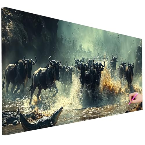Diamond Painting Erwachsene Tiere Diamond Painting XXL 100x40cm DIY Kuh Diamant Kunst Groß Set Basteln Erwachsene Diamant Malerei Stickerei Kreuzstich Set für Deko Wohnzimmer Geschenke für Frauen B-64 von Ciooyxee