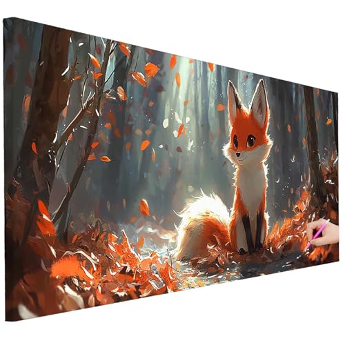 Diamond Painting Erwachsene Tiere Diamond Painting XXL 250x100cm 5D DIY Fuchs Diamant Kunst Groß Set Basteln Erwachsene Diamant Malerei Stickerei Kreuzstich Set für Deko Wohnzimmer Geschenke B-58 von Ciooyxee