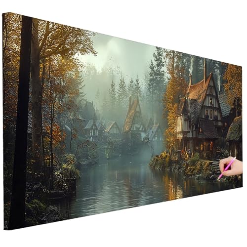Diamond Painting Erwachsene Wald Diamond Painting XXL 250x100cm 5D DIY Kabine Diamant Kunst Groß Set Basteln Erwachsene Diamant Malerei Stickerei Kreuzstich Set für Deko Wohnzimmer Geschenke D-48 von Ciooyxee
