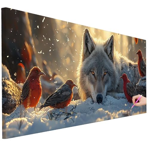 Diamond Painting Erwachsene Wolf Diamond Painting XXL 150x60cm DIY Vogel Diamant Kunst Groß Set Basteln Erwachsene Diamant Malerei Stickerei Kreuzstich Set Deko Wohnzimmer Geschenke für Frauen B-16 von Ciooyxee