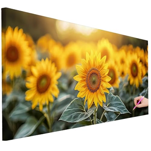 Diamond Painting XXL Groß 100x40cm Diamond Painting Blumen Bilder Set 5D Diamant Kunst Sonnenblume Bastelset Erwachsene, DIY Full Diamant Malerei Kreativ Set für Erwachsene für Wanddeko Geschenke B-17 von Ciooyxee