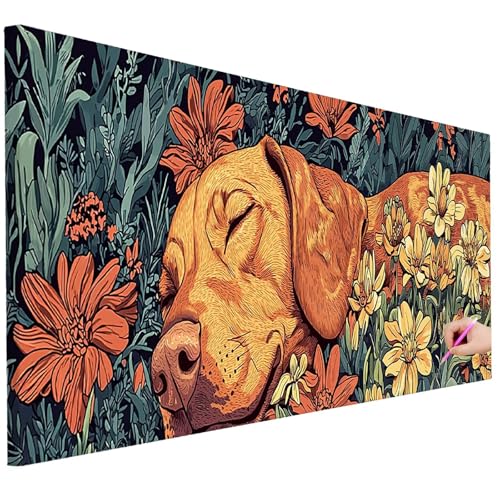 Diamond Painting XXL Groß 100x40cm Diamond Painting Hund Bilder Set Diamant Kunst Blume Bastelset Erwachsene Zimmer Deko, DIY Full Diamant Malerei Kreativ Set für Erwachsene Wanddeko Geschenke B-63 von Ciooyxee