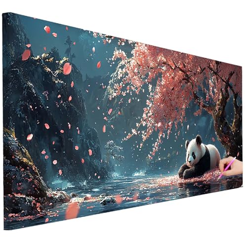Diamond Painting XXL Groß 100x40cm Diamond Painting Panda Bilder Set Diamant Kunst Baum Bastelset Erwachsene Zimmer Deko, DIY Full Diamant Malerei Kreativ Set für Erwachsene Wanddeko Geschenke A-98 von Ciooyxee