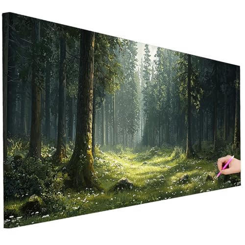 Diamond Painting XXL Groß 100x40cm Diamond Painting Wald Bilder Set Diamant Kunst Baum Bastelset Erwachsene Zimmer Deko, DIY Full Diamant Malerei Kreativ Set für Erwachsene für Wanddeko Geschenke D-41 von Ciooyxee