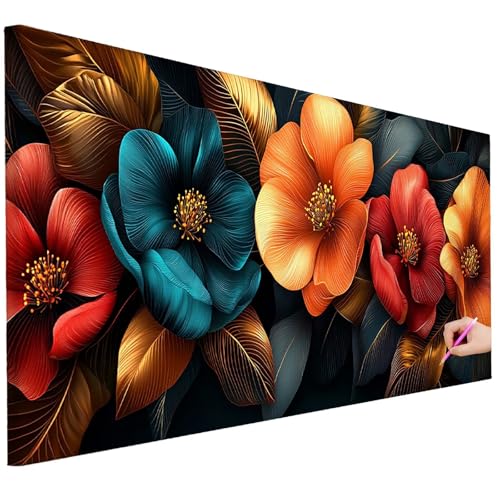 Diamond Painting XXL Groß 130x50cm Diamond Painting Blumen Bilder Set 5D Diamant Kunst Anlage Bastelset Erwachsene, DIY Full Diamant Malerei Kreativ Set für Erwachsene für Wanddeko Geschenke B-45 von Ciooyxee
