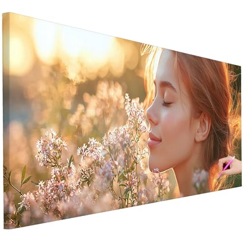 Diamond Painting XXL Groß 130x50cm Diamond Painting Blumen Bilder Set 5D Diamant Kunst Sonnenuntergang Bastelset Erwachsene, DIY Full Diamant Malerei Kreativ Set für Erwachsene für Wanddeko B-85 von Ciooyxee