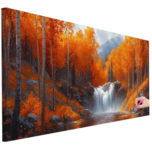 Diamond Painting XXL Groß 130x50cm Diamond Painting Herbst Bilder Set 5D Diamant Kunst Landschaft Bastelset Erwachsene, DIY Full Diamant Malerei Kreativ Set für Erwachsene für Wanddeko Geschenke D-51 von Ciooyxee