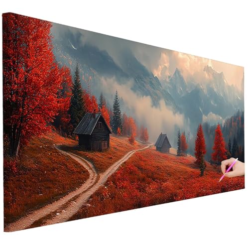 Diamond Painting XXL Groß 130x50cm Diamond Painting Landschaft Bilder Set 5D Diamant Kunst Herbst Bastelset Erwachsene, DIY Full Diamant Malerei Kreativ Set für Erwachsene für Wanddeko Geschenke C-58 von Ciooyxee