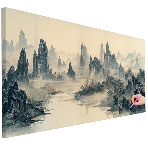 Diamond Painting XXL Groß 130x50cm Diamond Painting Landschaft Bilder Set 5D Diamant Kunst Retro Bastelset Erwachsene, DIY Full Diamant Malerei Kreativ Set für Erwachsene für Wanddeko Geschenke C-60 von Ciooyxee