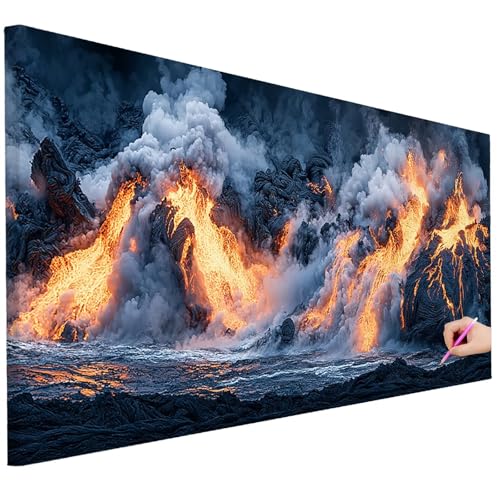 Diamond Painting XXL Groß 130x50cm Diamond Painting Meer Bilder Set Diamant Kunst Flamme Bastelset Erwachsene Zimmer Deko, DIY Full Diamant Malerei Kreativ Set für Erwachsene Wanddeko Geschenke C-32 von Ciooyxee