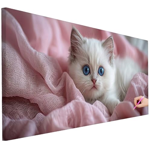 Diamond Painting XXL Groß 130x50cm Diamond Painting Niedlich Bilder Set 5D Diamant Kunst Katze Bastelset Erwachsene, DIY Full Diamant Malerei Kreativ Set für Erwachsene für Wanddeko Geschenke C-18 von Ciooyxee