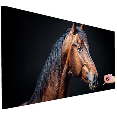 Diamond Painting XXL Groß 130x50cm Diamond Painting Pferde Bilder Set 5D Diamant Kunst Tiere Bastelset Erwachsene, DIY Full Diamant Malerei Kreativ Set für Erwachsene für Wanddeko Geschenke D-09 von Ciooyxee
