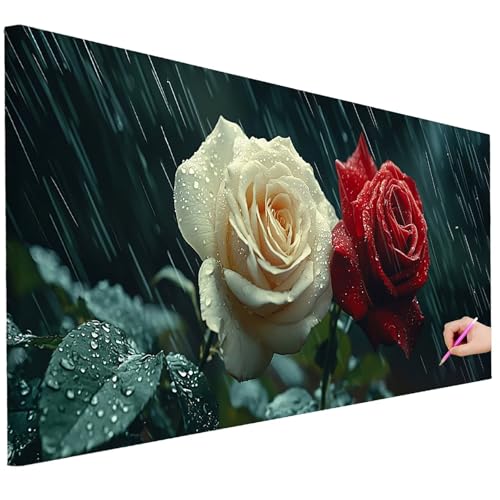 Diamond Painting XXL Groß 130x50cm Diamond Painting Rosen Bilder Set Diamant Kunst Blume Bastelset Erwachsene Zimmer Deko, DIY Full Diamant Malerei Kreativ Set für Erwachsene Wanddeko Geschenke K-84 von Ciooyxee