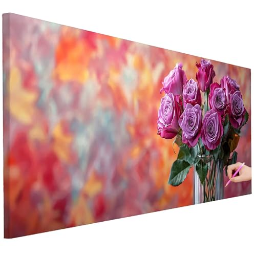 Diamond Painting XXL Groß 130x50cm Diamond Painting Rosen Bilder Set Diamant Kunst Bunt Bastelset Erwachsene Zimmer Deko, DIY Full Diamant Malerei Kreativ Set für Erwachsene Wanddeko Geschenke L-13 von Ciooyxee