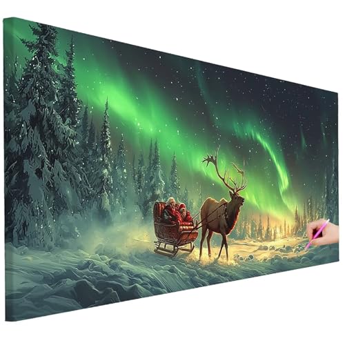 Diamond Painting XXL Groß 130x50cm Diamond Painting Weihnachten Bilder Set 5D Diamant Kunst Aurora Bastelset Erwachsene, DIY Full Diamant Malerei Kreativ Set für Erwachsene für Wanddeko Geschenke C-52 von Ciooyxee