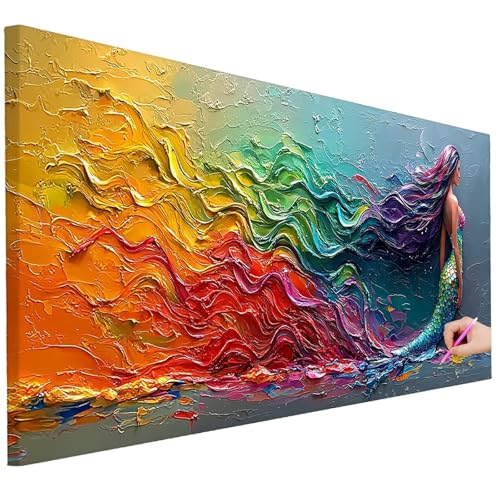 Diamond Painting XXL Groß 150x60cm Diamond Painting Abstrakt Bilder Set Diamant Kunst Meerjungfrau Bastelset Erwachsene DIY Full Diamant Malerei Kreativ Set für Erwachsene für Wanddeko Geschenke D-47 von Ciooyxee