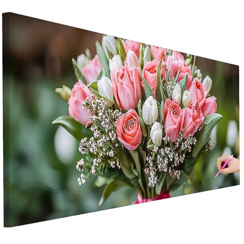 Diamond Painting XXL Groß 150x60cm Diamond Painting Blumen Bilder Set 5D Diamant Kunst Anlage Bastelset Erwachsene, DIY Full Diamant Malerei Kreativ Set für Erwachsene für Wanddeko Geschenke C-34 von Ciooyxee