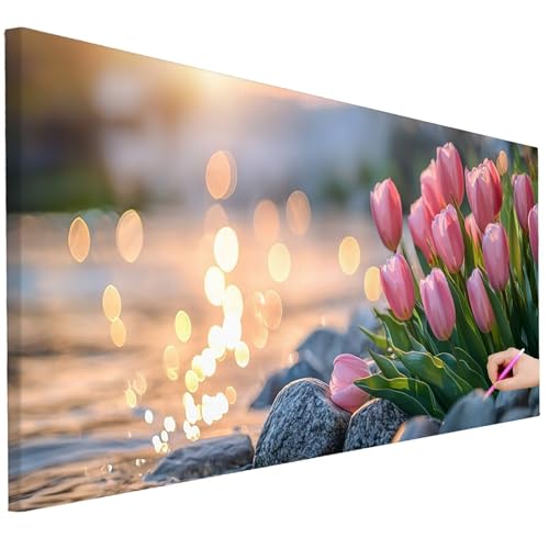 Diamond Painting XXL Groß 150x60cm Diamond Painting Blumen Bilder Set 5D Diamant Kunst Tulpe Bastelset Erwachsene, DIY Full Diamant Malerei Kreativ Set für Erwachsene für Wanddeko Geschenke D-45 von Ciooyxee
