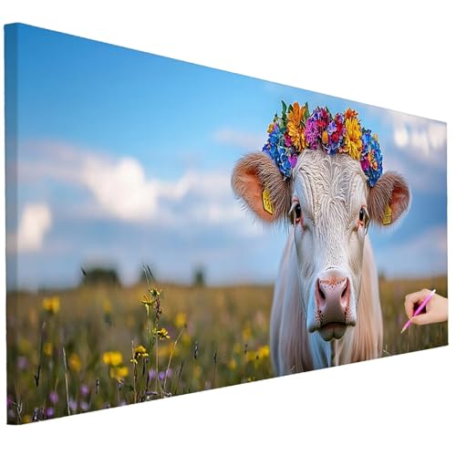 Diamond Painting XXL Groß 150x60cm Diamond Painting Blumen Bilder Set Diamant Kunst Kuh Bastelset Erwachsene Zimmer Deko, DIY Full Diamant Malerei Kreativ Set für Erwachsene Wanddeko Geschenke K-70 von Ciooyxee
