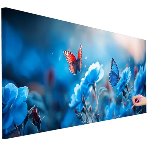 Diamond Painting XXL Groß 150x60cm Diamond Painting Blumen Bilder Set Diamant Kunst Schmetterling Bastelset Erwachsene DIY Full Diamant Malerei Kreativ Set für Erwachsene für Wanddeko Geschenke C-24 von Ciooyxee