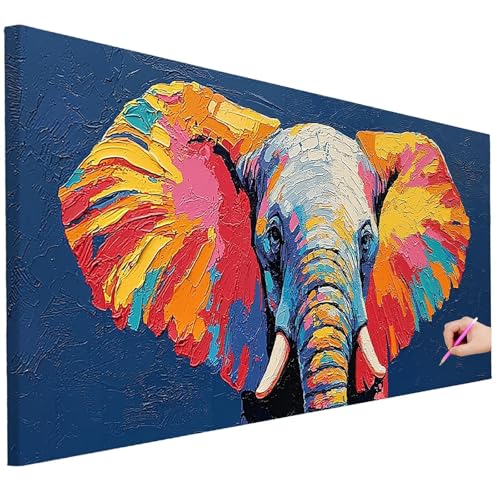 Diamond Painting XXL Groß 150x60cm Diamond Painting Elefant Bilder Set 5D Diamant Kunst Tiere Bastelset Erwachsene, DIY Full Diamant Malerei Kreativ Set für Erwachsene für Wanddeko Geschenke D-11 von Ciooyxee