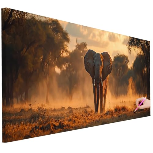 Diamond Painting XXL Groß 150x60cm Diamond Painting Elefant Bilder Set 5D Diamant Kunst Wald Bastelset Erwachsene, DIY Full Diamant Malerei Kreativ Set für Erwachsene für Wanddeko Geschenke C-82 von Ciooyxee