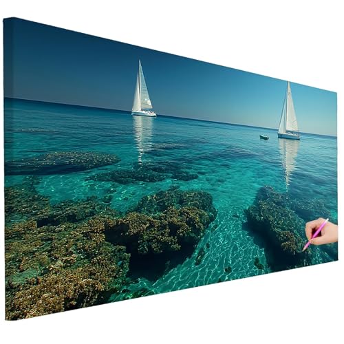 Diamond Painting XXL Groß 150x60cm Diamond Painting Landschaft Bilder Set 5D Diamant Kunst Meer Bastelset Erwachsene, DIY Full Diamant Malerei Kreativ Set für Erwachsene für Wanddeko Geschenke D-57 von Ciooyxee