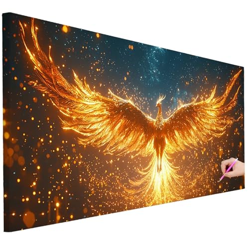 Diamond Painting XXL Groß 150x60cm Diamond Painting Tiere Bilder Set 5D Diamant Kunst Phönix Bastelset Erwachsene, DIY Full Diamant Malerei Kreativ Set für Erwachsene für Wanddeko Geschenke C-76 von Ciooyxee