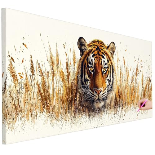 Diamond Painting XXL Groß 150x60cm Diamond Painting Tiere Bilder Set Diamant Kunst Tiger Bastelset Erwachsene Zimmer Deko, DIY Full Diamant Malerei Kreativ Set für Erwachsene Wanddeko Geschenke C-44 von Ciooyxee