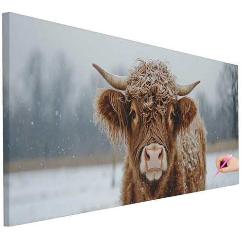 Diamond Painting XXL Groß 200x80cm Diamond Painting Hochlandrind Bilder Set 5D Diamant Kunst Tiere Bastelset Erwachsene, DIY Full Diamant Malerei Kreativ Set für Erwachsene für Wanddeko Geschenke C-26 von Ciooyxee