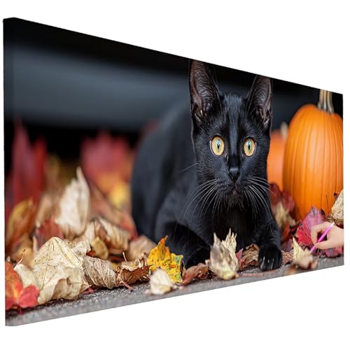 Diamond Painting XXL Groß 200x80cm Diamond Painting Katze Bilder Set 5D Diamant Kunst Kürbis Bastelset Erwachsene, DIY Full Diamant Malerei Kreativ Set für Erwachsene für Wanddeko Geschenke B-05 von Ciooyxee
