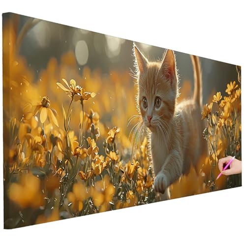Diamond Painting XXL Groß 200x80cm Diamond Painting Katze Bilder Set Diamant Kunst Blume Bastelset Erwachsene Zimmer Deko, DIY Full Diamant Malerei Kreativ Set für Erwachsene Wanddeko Geschenke B-79 von Ciooyxee