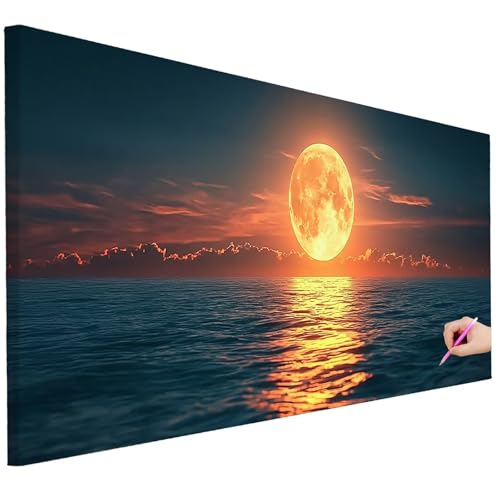 Diamond Painting XXL Groß 200x80cm Diamond Painting Landschaft Bilder Set 5D Diamant Kunst Mond Bastelset Erwachsene, DIY Full Diamant Malerei Kreativ Set für Erwachsene für Wanddeko Geschenke B-67 von Ciooyxee