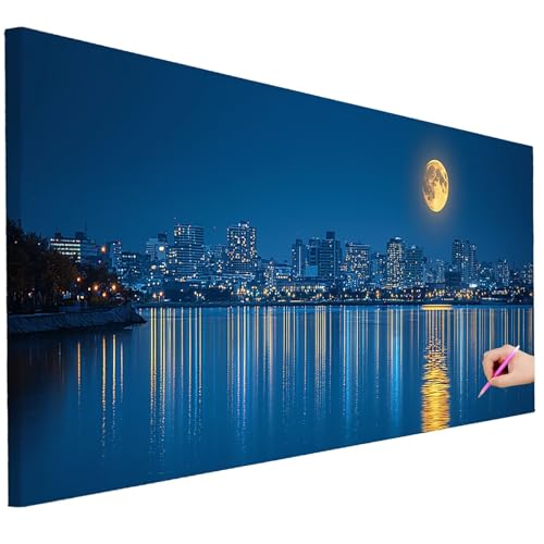 Diamond Painting XXL Groß 200x80cm Diamond Painting Landschaft Bilder Set 5D Diamant Kunst Mond Bastelset Erwachsene, DIY Full Diamant Malerei Kreativ Set für Erwachsene für Wanddeko Geschenke D-71 von Ciooyxee