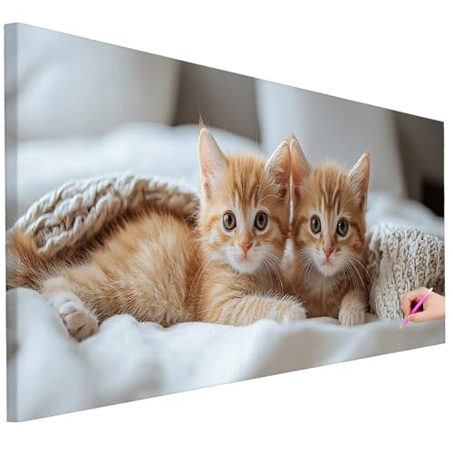 Diamond Painting XXL Groß 200x80cm Diamond Painting Niedlich Bilder Set 5D Diamant Kunst Katze Bastelset Erwachsene, DIY Full Diamant Malerei Kreativ Set für Erwachsene für Wanddeko Geschenke B-71 von Ciooyxee
