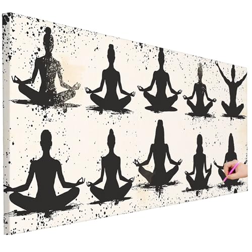 Diamond Painting XXL Groß 200x80cm Diamond Painting Retro Bilder Set Diamant Kunst Yoga Bastelset Erwachsene Zimmer Deko, DIY Full Diamant Malerei Kreativ Set für Erwachsene Wanddeko Geschenke D-03 von Ciooyxee