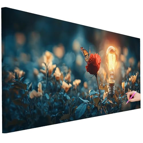 Diamond Painting XXL Groß 200x80cm Diamond Painting Rosen Bilder Set 5D Diamant Kunst Schmetterling Bastelset Erwachsene DIY Full Diamant Malerei Kreativ Set für Erwachsene für Wanddeko Geschenke K-78 von Ciooyxee