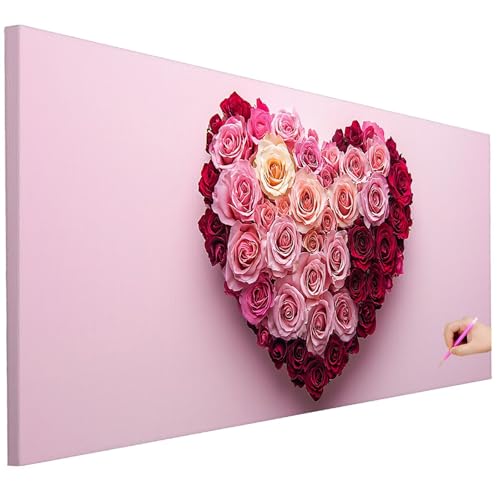 Diamond Painting XXL Groß 200x80cm Diamond Painting Rosen Bilder Set Diamant Kunst Herz Bastelset Erwachsene Zimmer Deko, DIY Full Diamant Malerei Kreativ Set für Erwachsene Wanddeko Geschenke L-19 von Ciooyxee