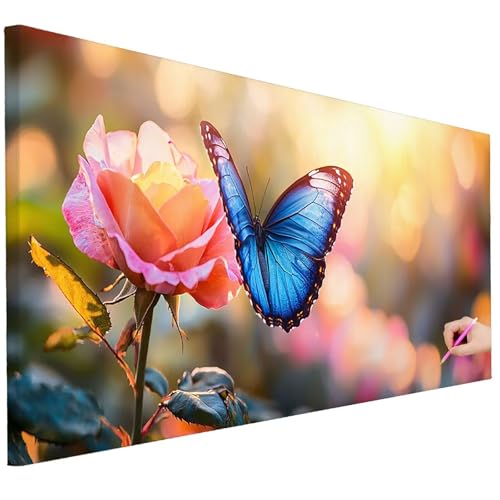 Diamond Painting XXL Groß 200x80cm Diamond Painting Schmetterling Bilder Set 5D Diamant Kunst Blume Bastelset Erwachsene DIY Full Diamant Malerei Kreativ Set für Erwachsene für Wanddeko Geschenke C-72 von Ciooyxee