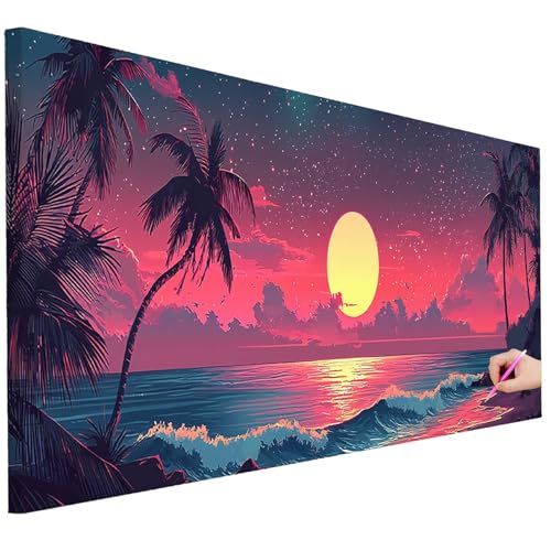 Diamond Painting XXL Groß 200x80cm Diamond Painting Sonnenuntergang Bilder Set 5D Diamant Kunst Landschaft Bastelset Erwachsene, DIY Full Diamant Malerei Kreativ Set für Erwachsene für Wanddeko B-15 von Ciooyxee